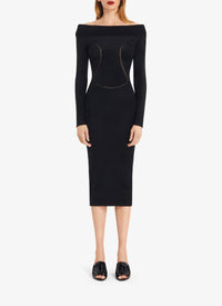 Wool blend off shoulder dress - Black Alaïa