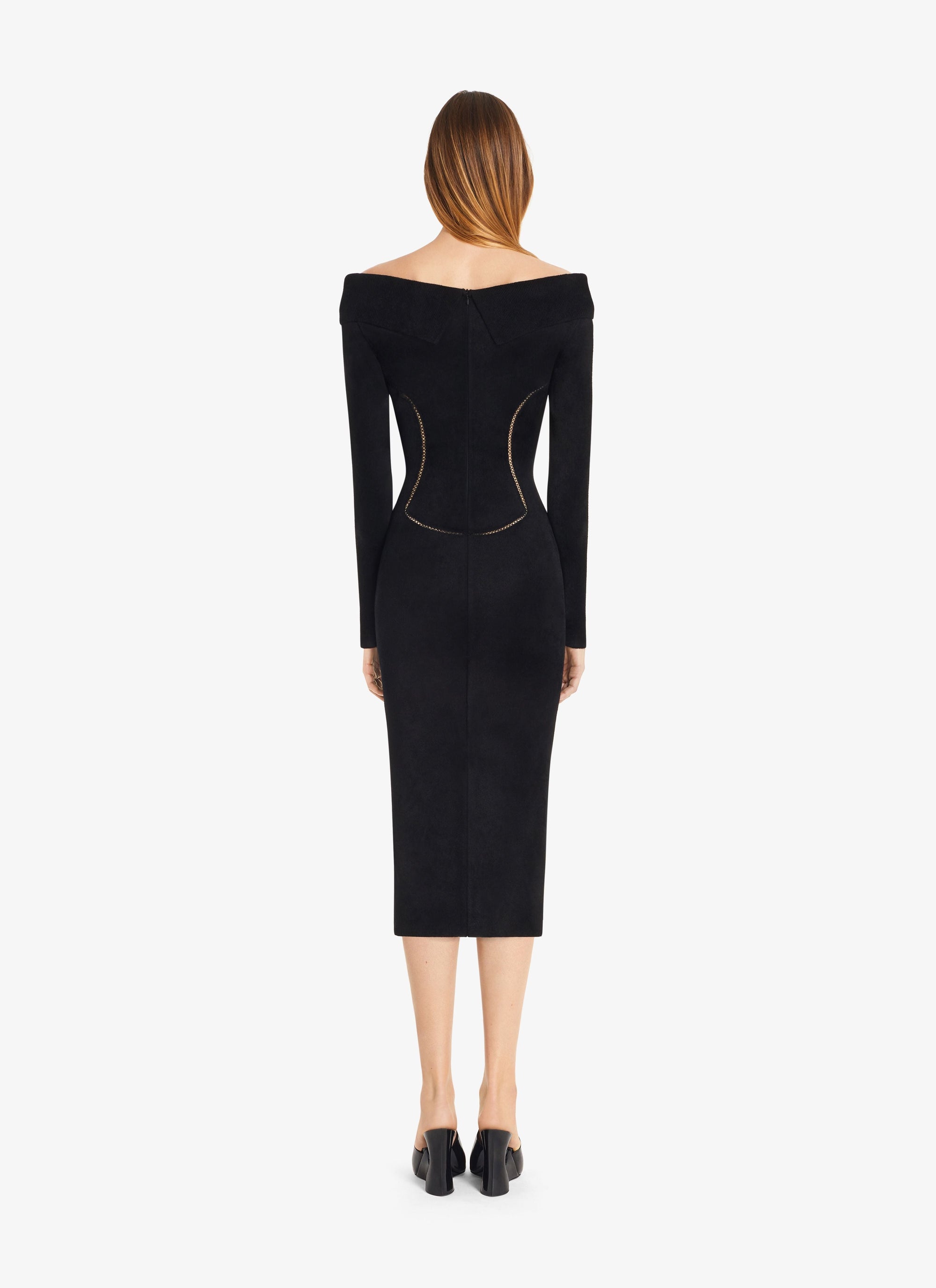 Wool blend off shoulder dress - Black Alaïa