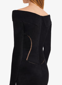 Wool blend off shoulder dress - Black Alaïa