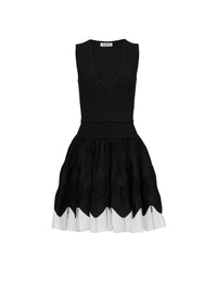 Two-tone herringbone dress - Black & White