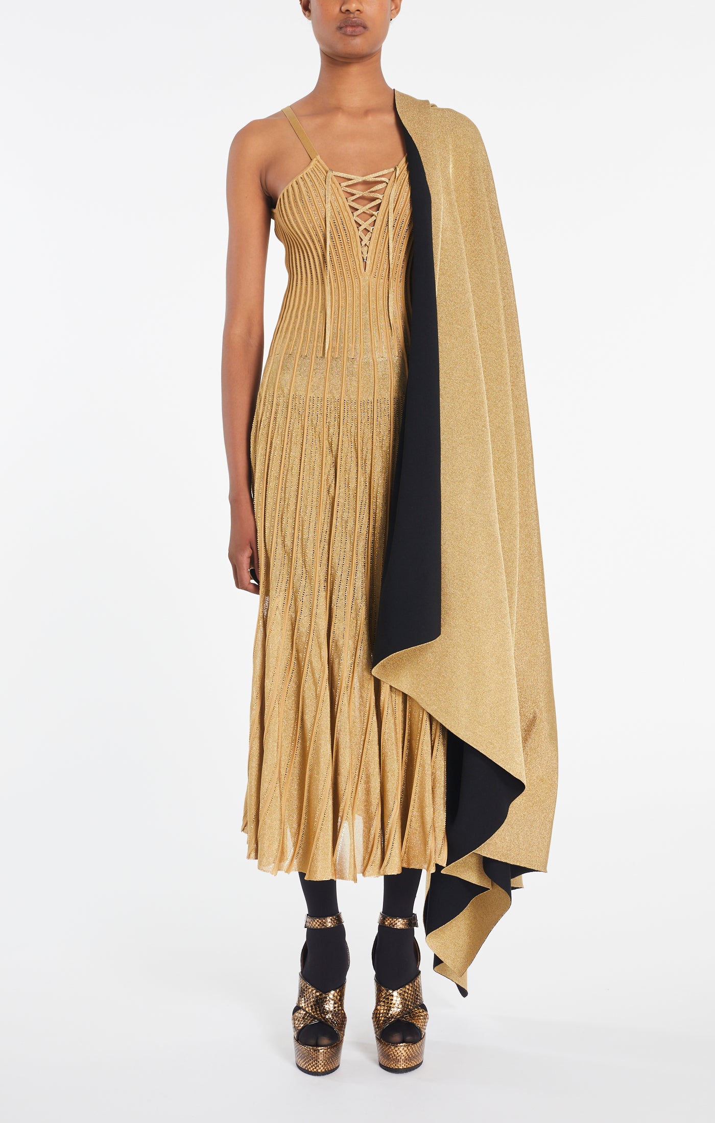 Robe en dentelle - Or