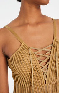 Robe en dentelle - Or