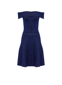 Robe évasée côtelée en laine - Bleu Royal