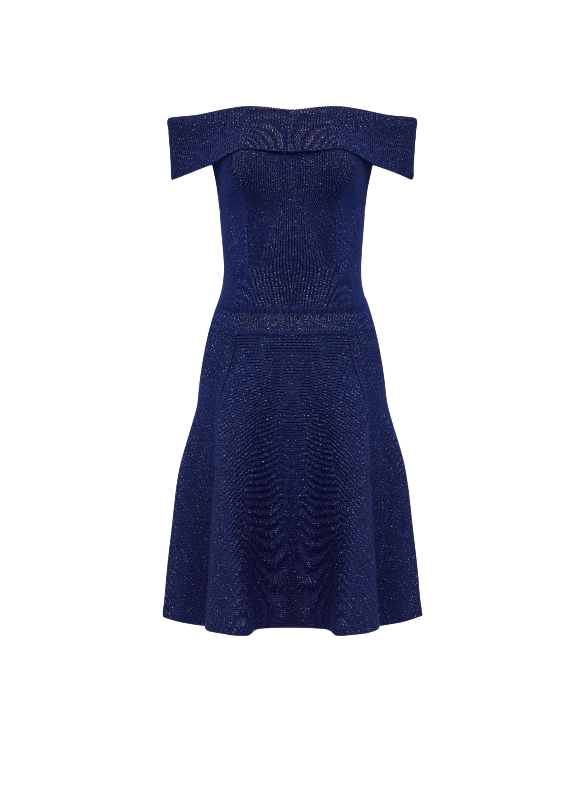 Robe évasée côtelée en laine - Bleu Royal
