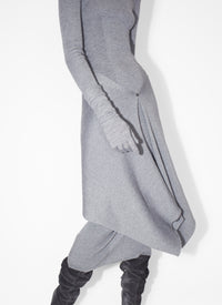 Robe droite multi portée en cachemire et soie - Gris chiné