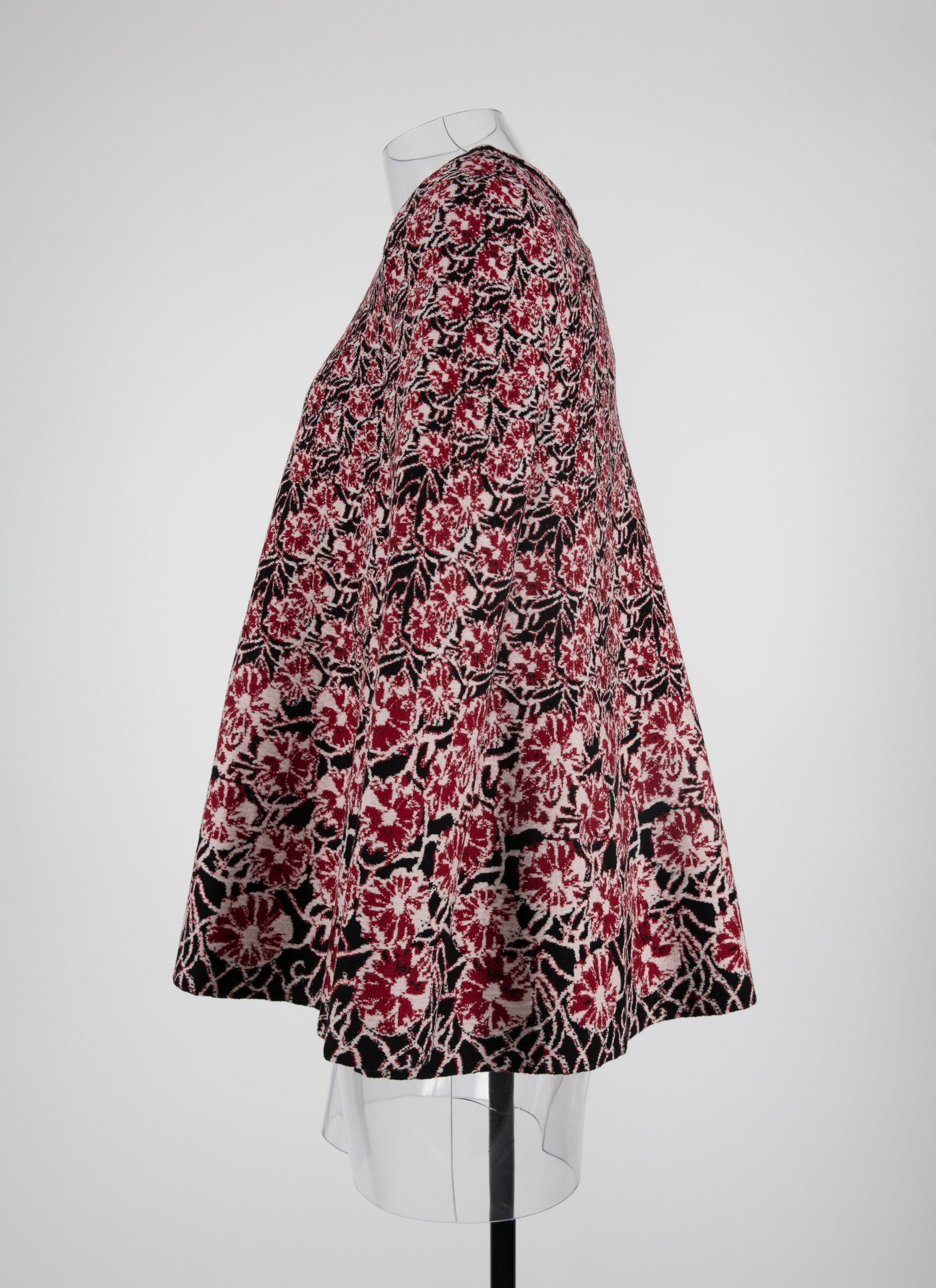 Tunique évasée en jacquard de laine - Rouge & Nude