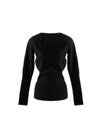 Pull à manches longues cintré en laine - Noir