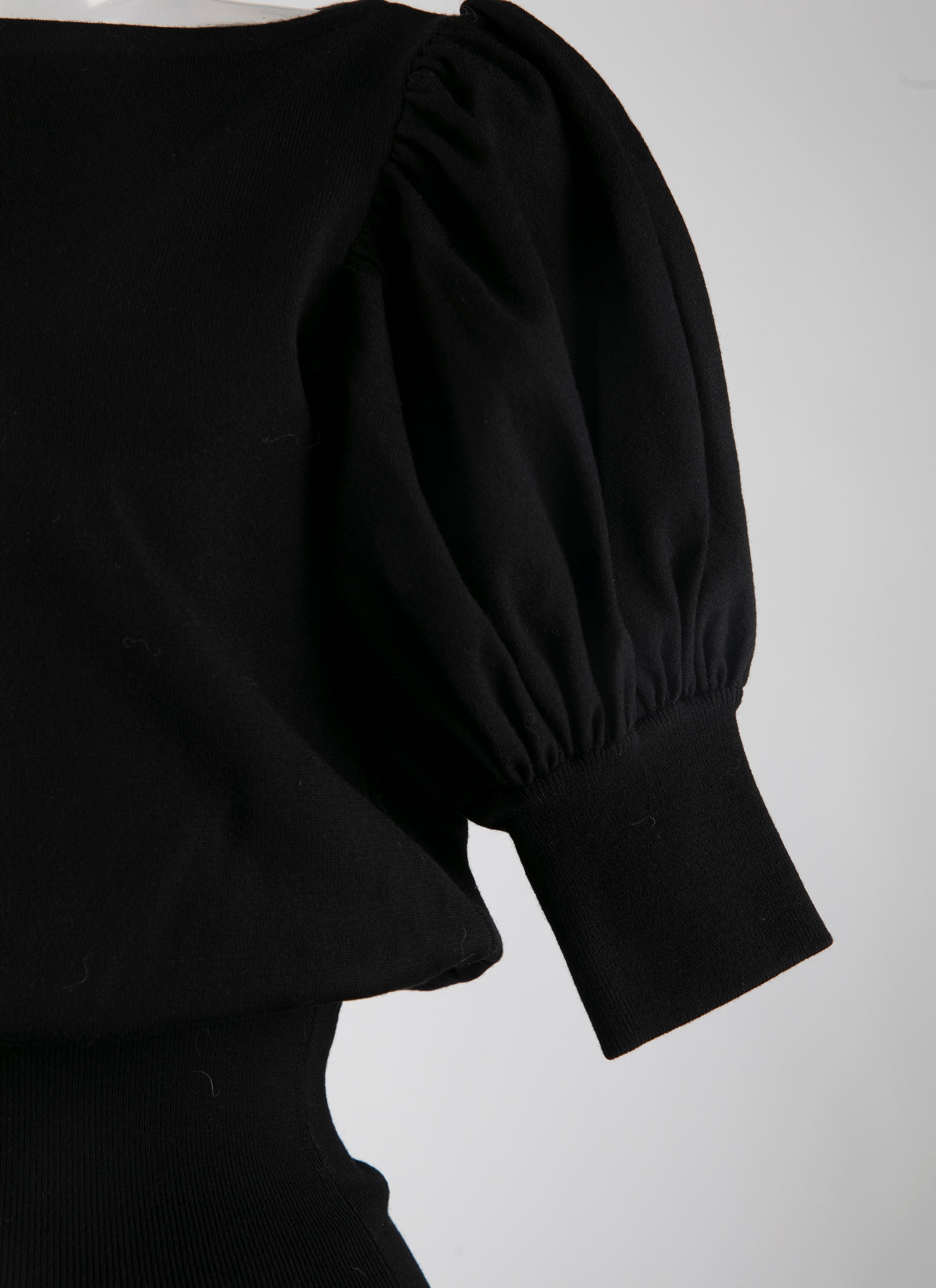 Pull manches courtes en laine en laine - Noir