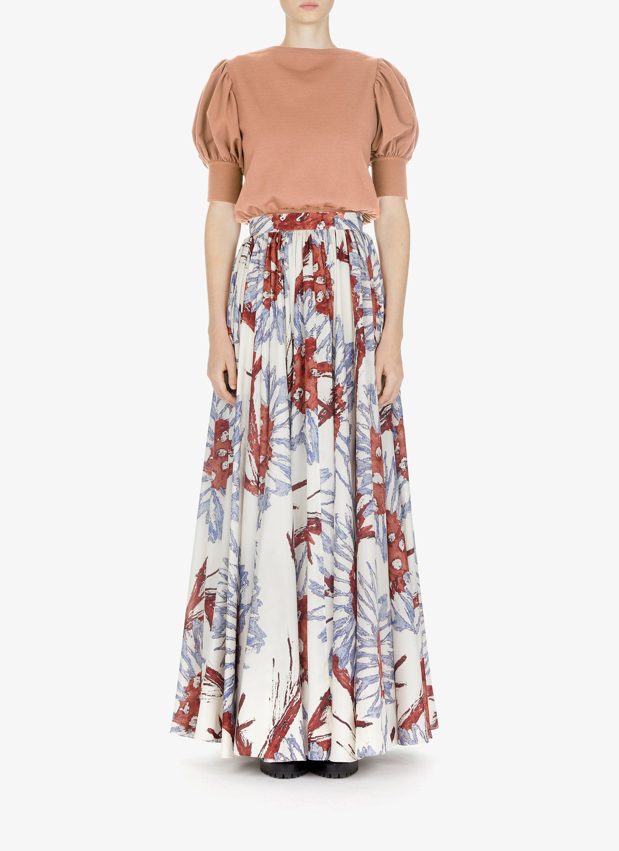 Pull manches courtes en laine en laine - Poudre