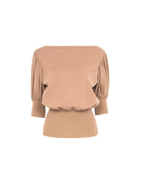Pull manches courtes en laine en laine - Poudre