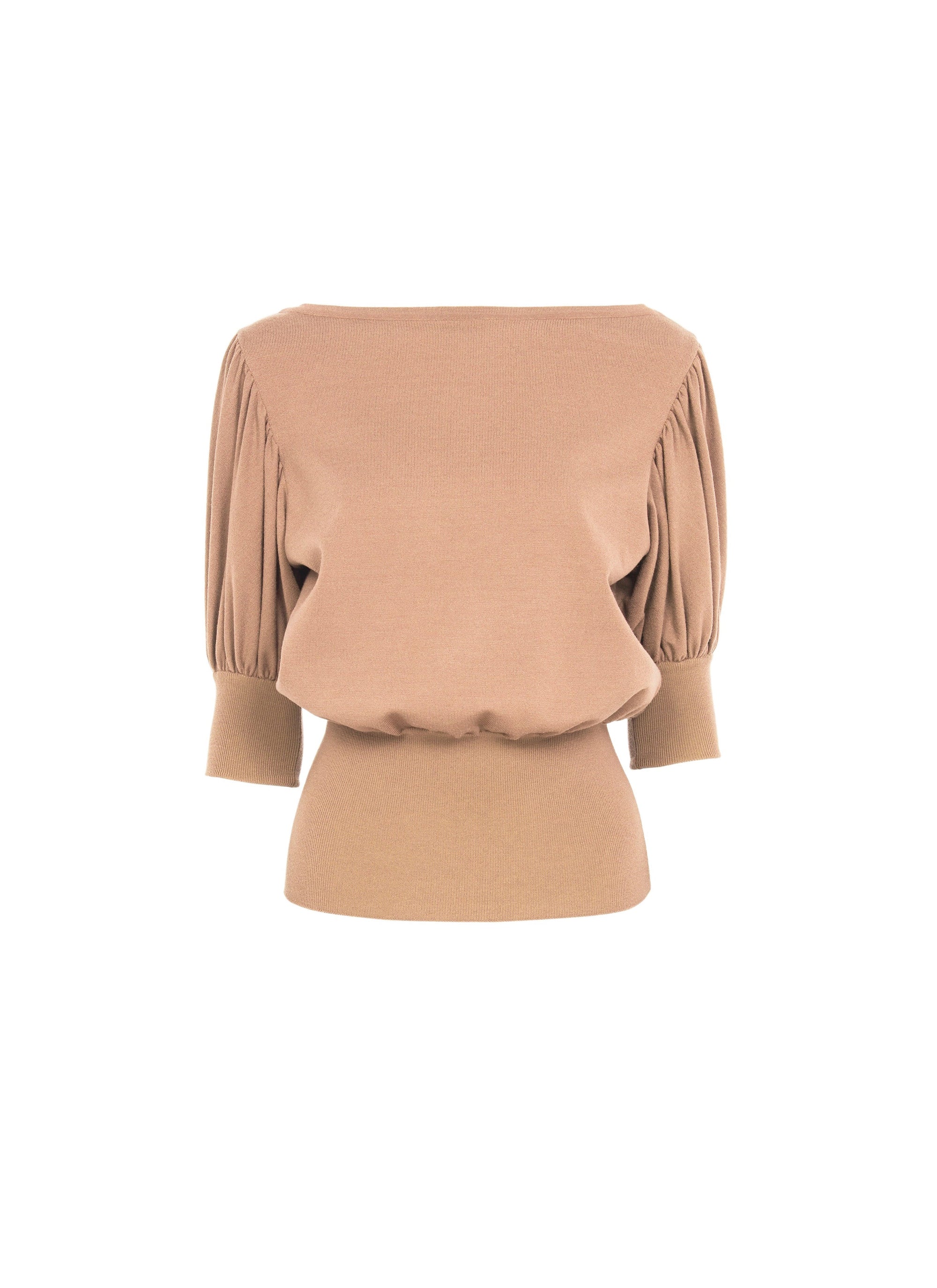 Pull manches courtes en laine en laine - Poudre
