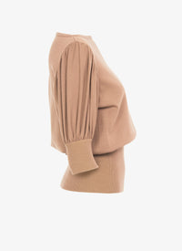 Pull manches courtes en laine en laine - Poudre