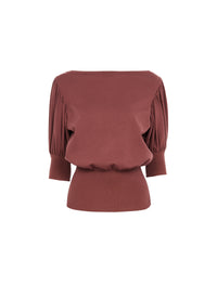 Wool short sleeves jumper - Chestnut