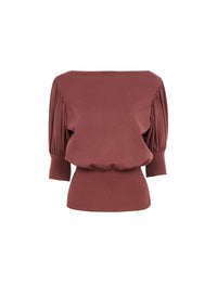 Pull manches courtes en laine en laine - Chataigne