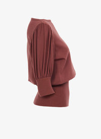 Pull manches courtes en laine en laine - Chataigne