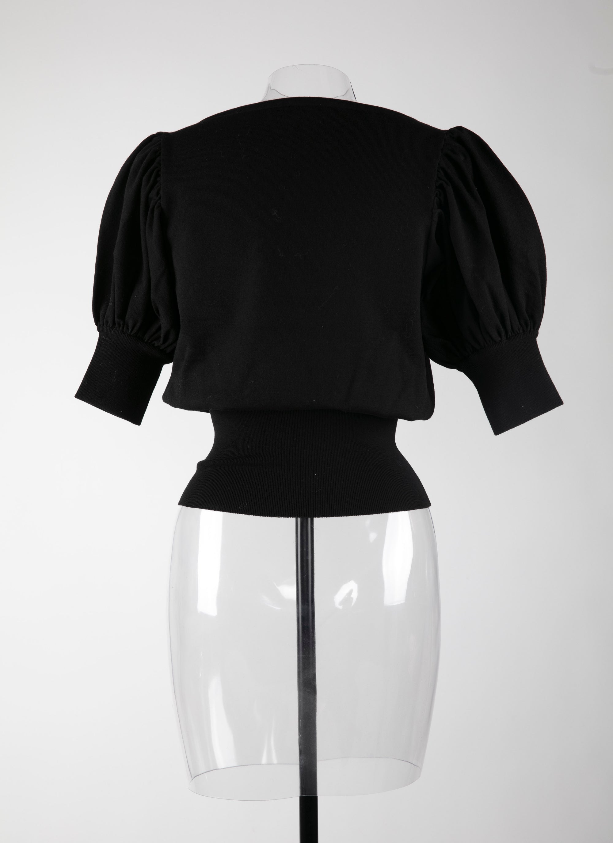 Pull manches courtes en laine en laine - Noir