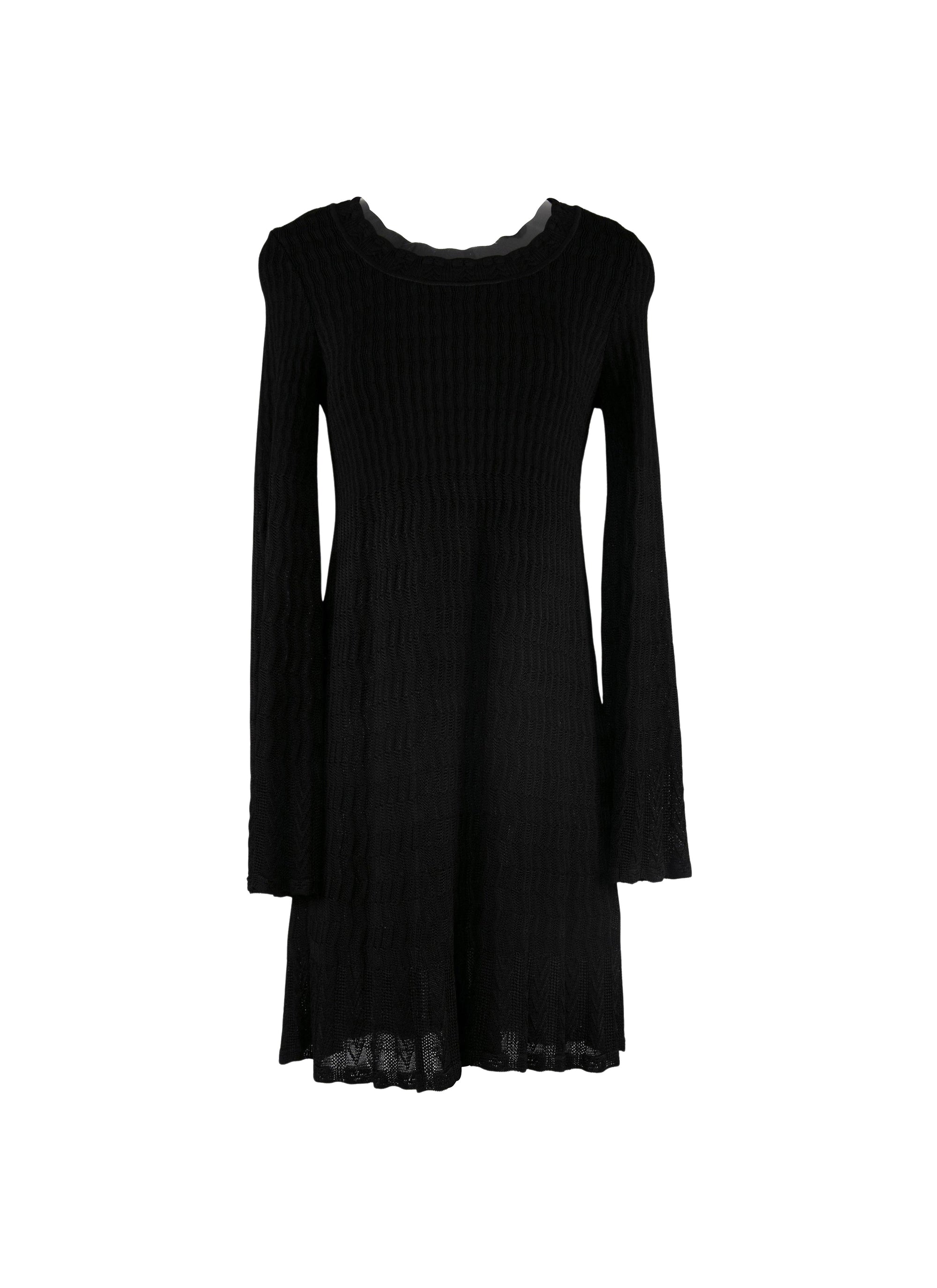 Long sleeve dress with volubilis print - Black