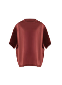 Oversized short-sleeved knitted jumper - Garnet