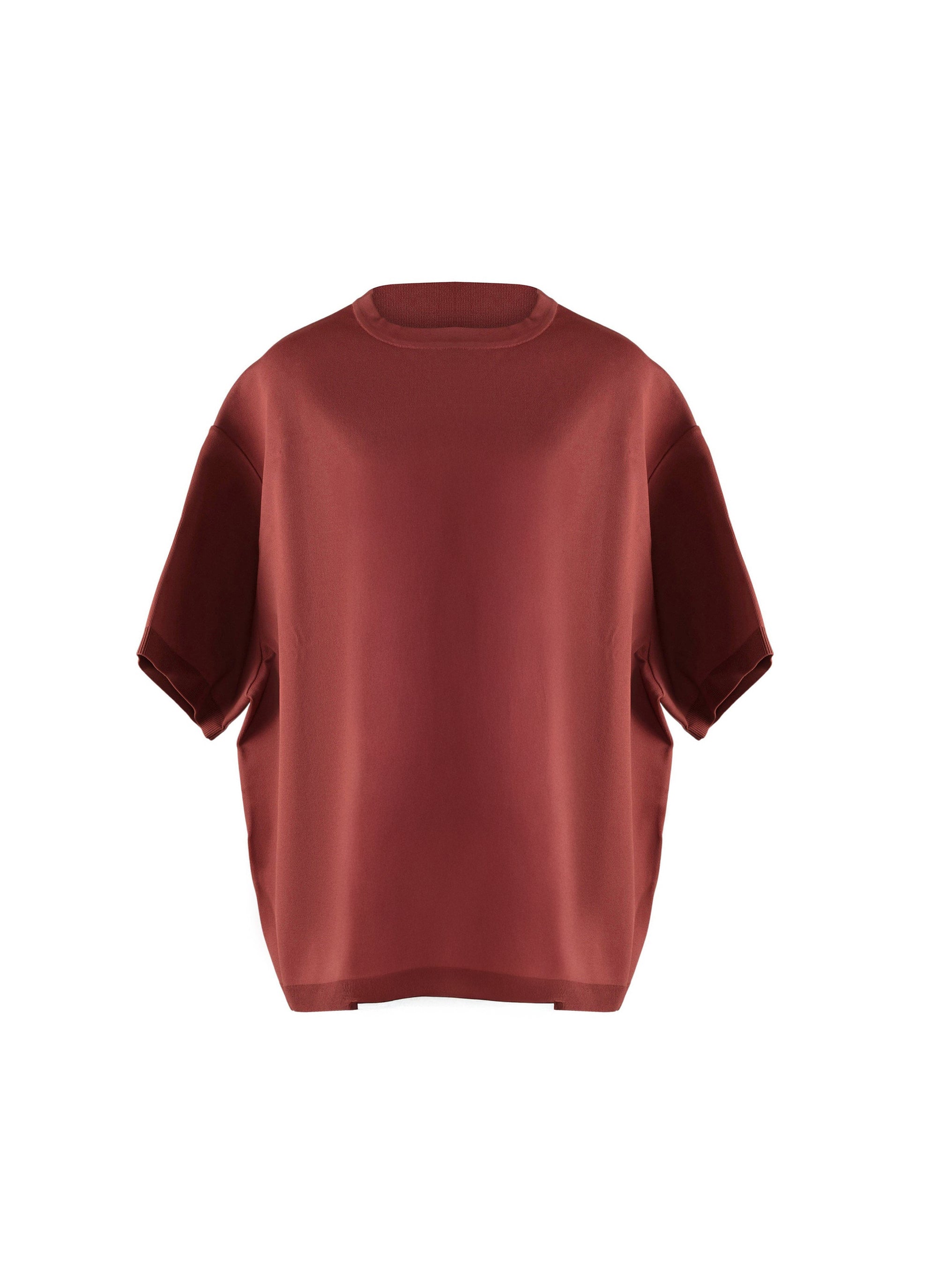 Oversized short-sleeved knitted jumper - Garnet
