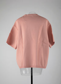 Pull oversize à manches courtes en maille - Rose Chair