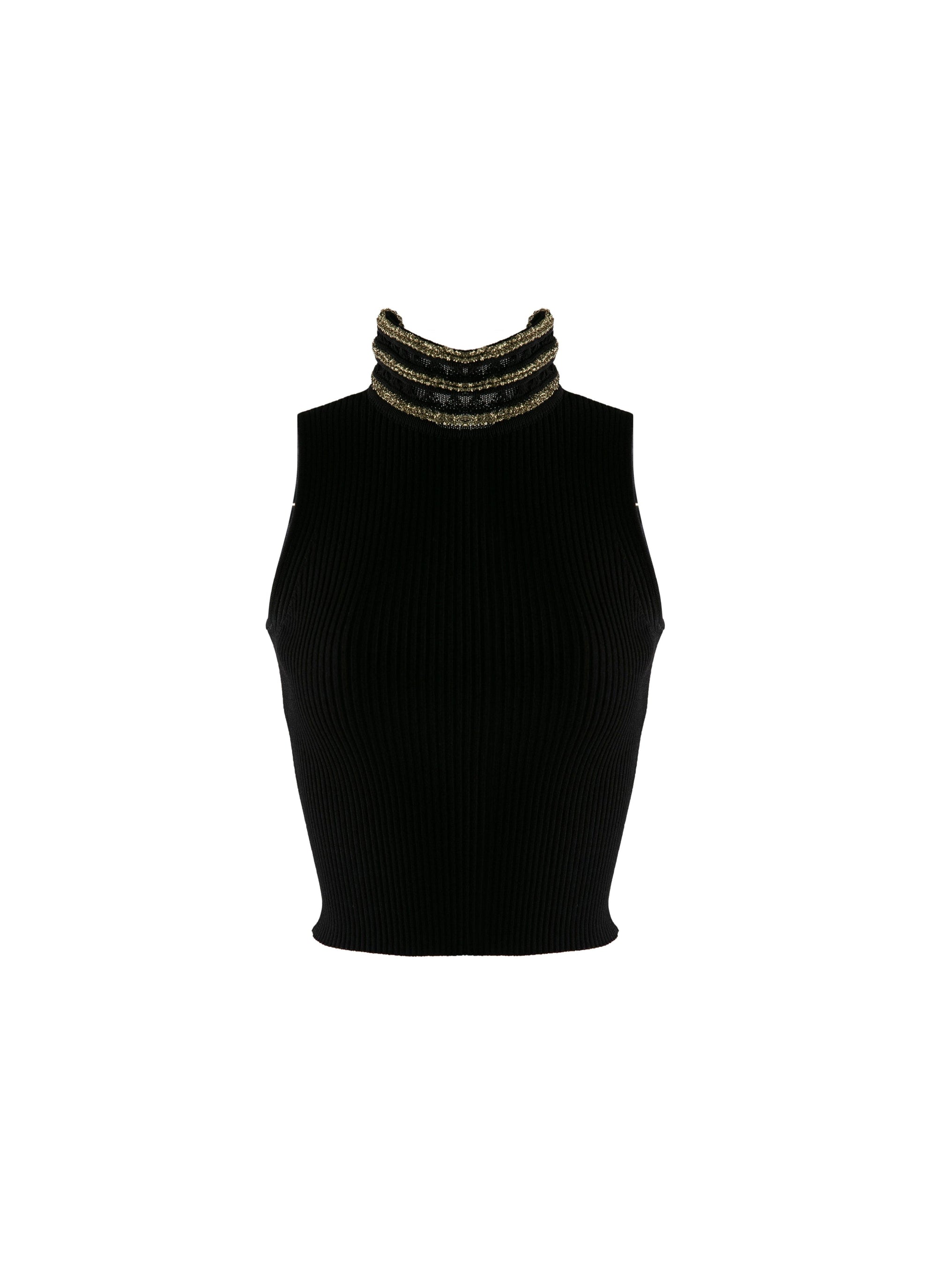 Pull sans manches à col roulé - Noir & Or