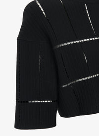 Pull court en maille et raphia - Noir