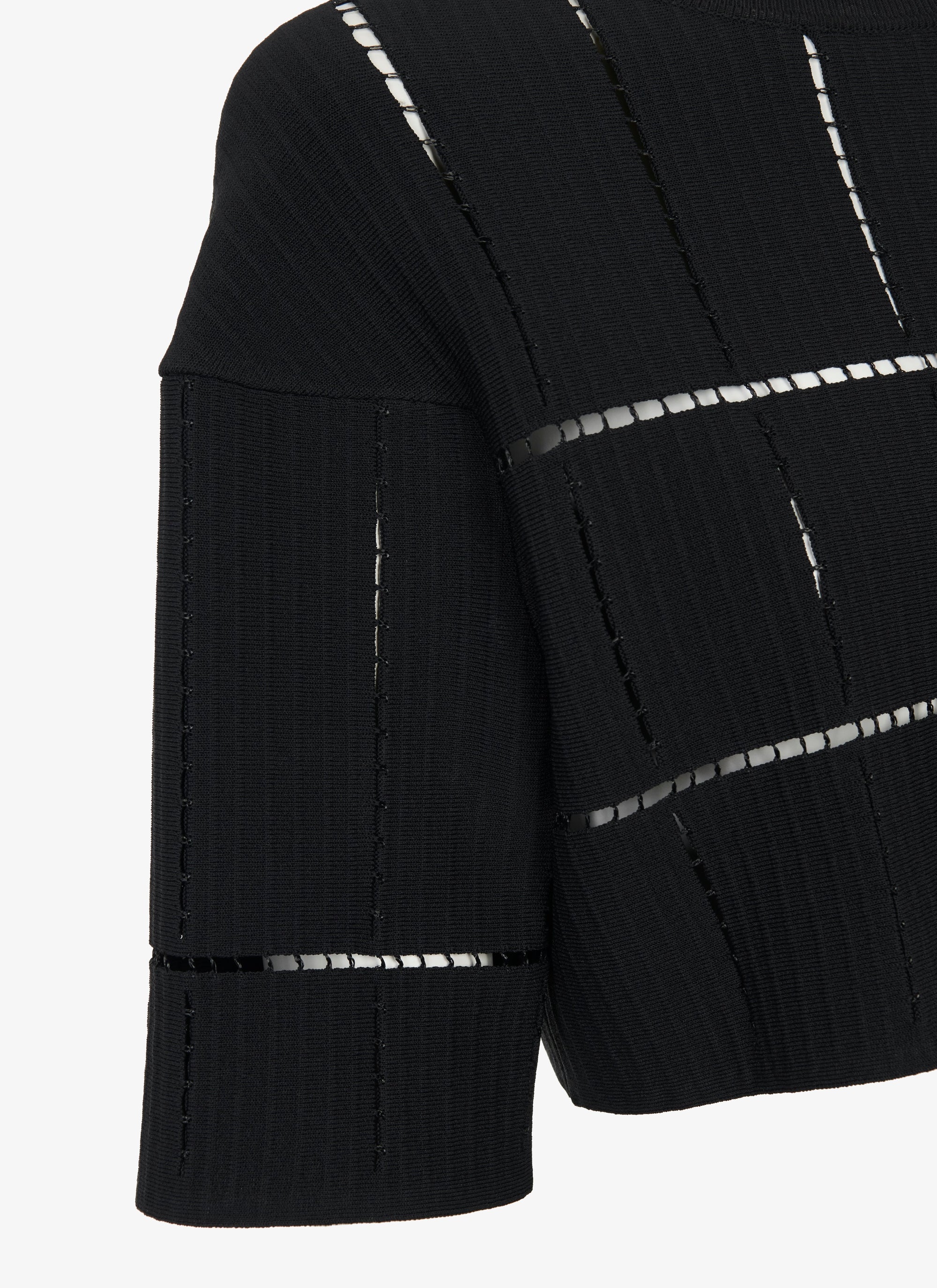 Pull court en maille et raphia - Noir