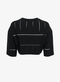 Pull court en maille et raphia - Noir