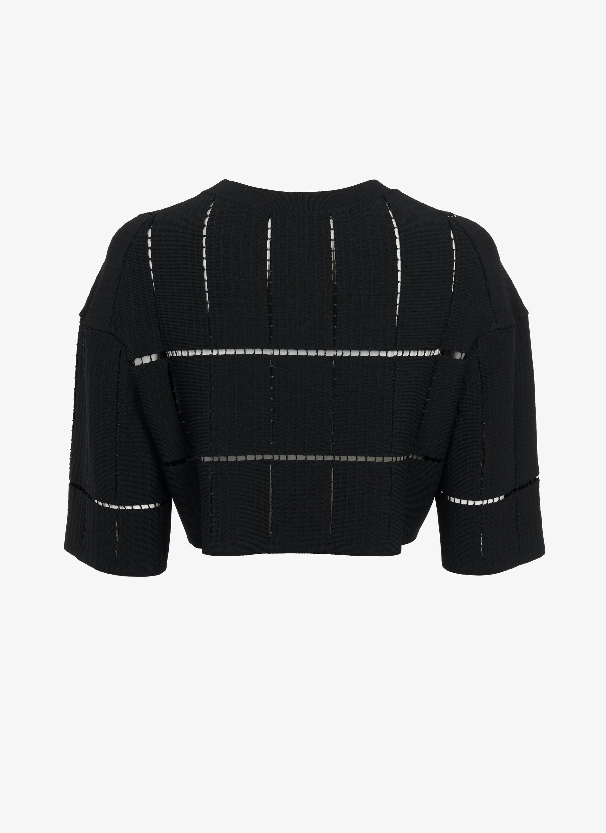 Pull court en maille et raphia - Noir