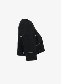 Pull court en maille et raphia - Noir