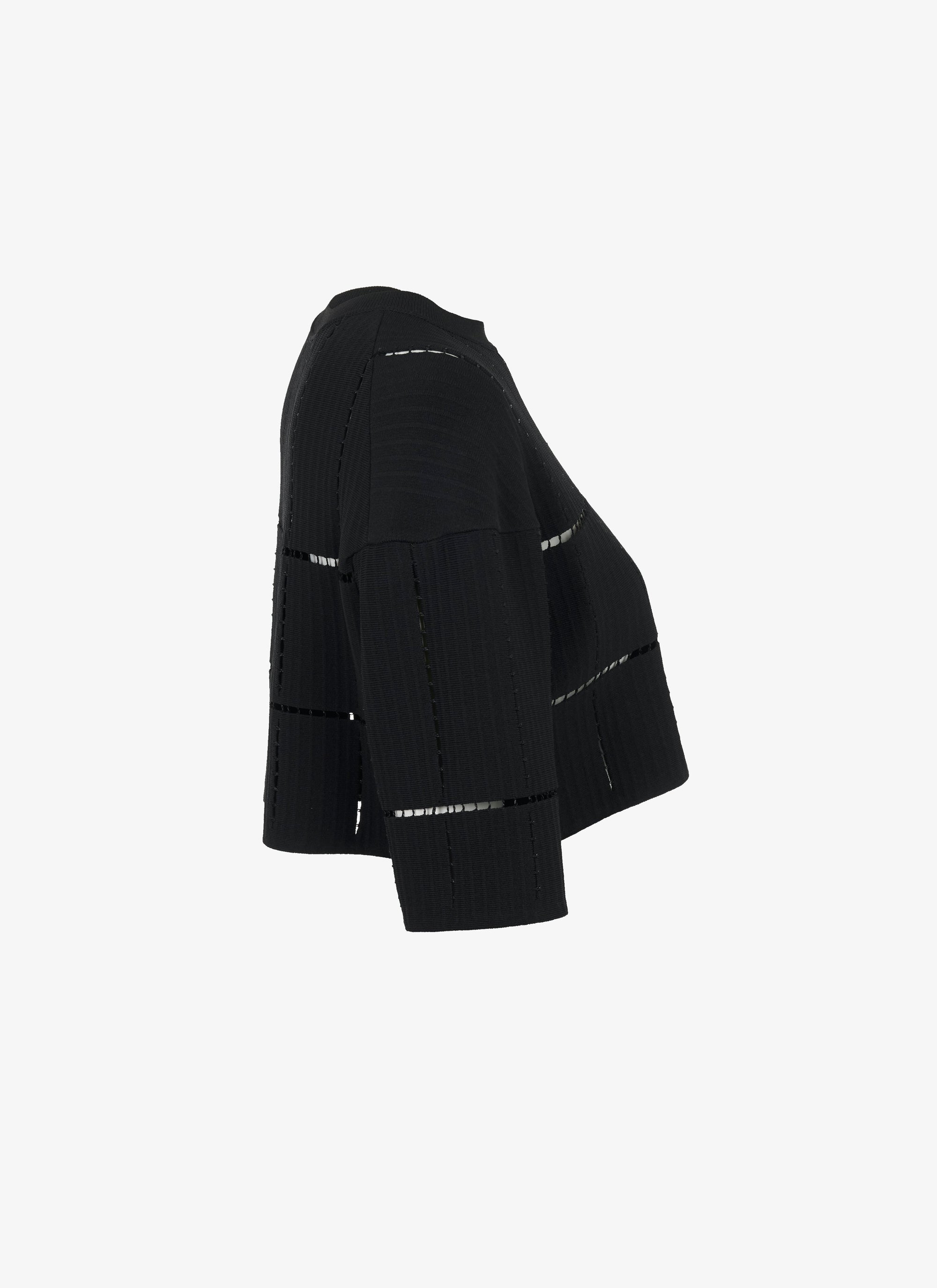 Pull court en maille et raphia - Noir