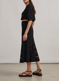 Pull court en maille et raphia - Noir