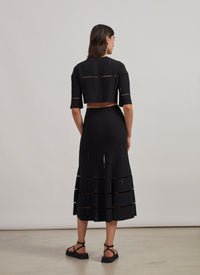 Pull court en maille et raphia - Noir