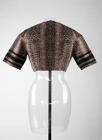 Pull court en maille jacquard animalier - Noir & Chair
