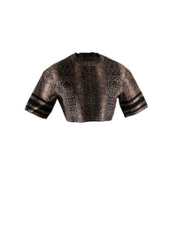 Pull court en maille jacquard animalier - Noir & Chair