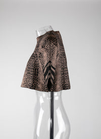 Pull court en maille jacquard animalier - Noir & Chair