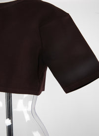 Pull court en maille - Chocolat
