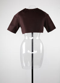 Pull court en maille - Chocolat