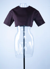 Pull court en maille - Chocolat
