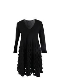 3/4 sleeve v-neck tunic - Black