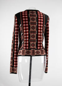 Cardigan à motif géométrique jacquard - Bois de Rose & Noir