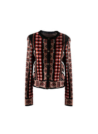 Cardigan à motif géométrique jacquard - Bois de Rose & Noir