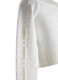 Lace Short Sweater - Ivory & White