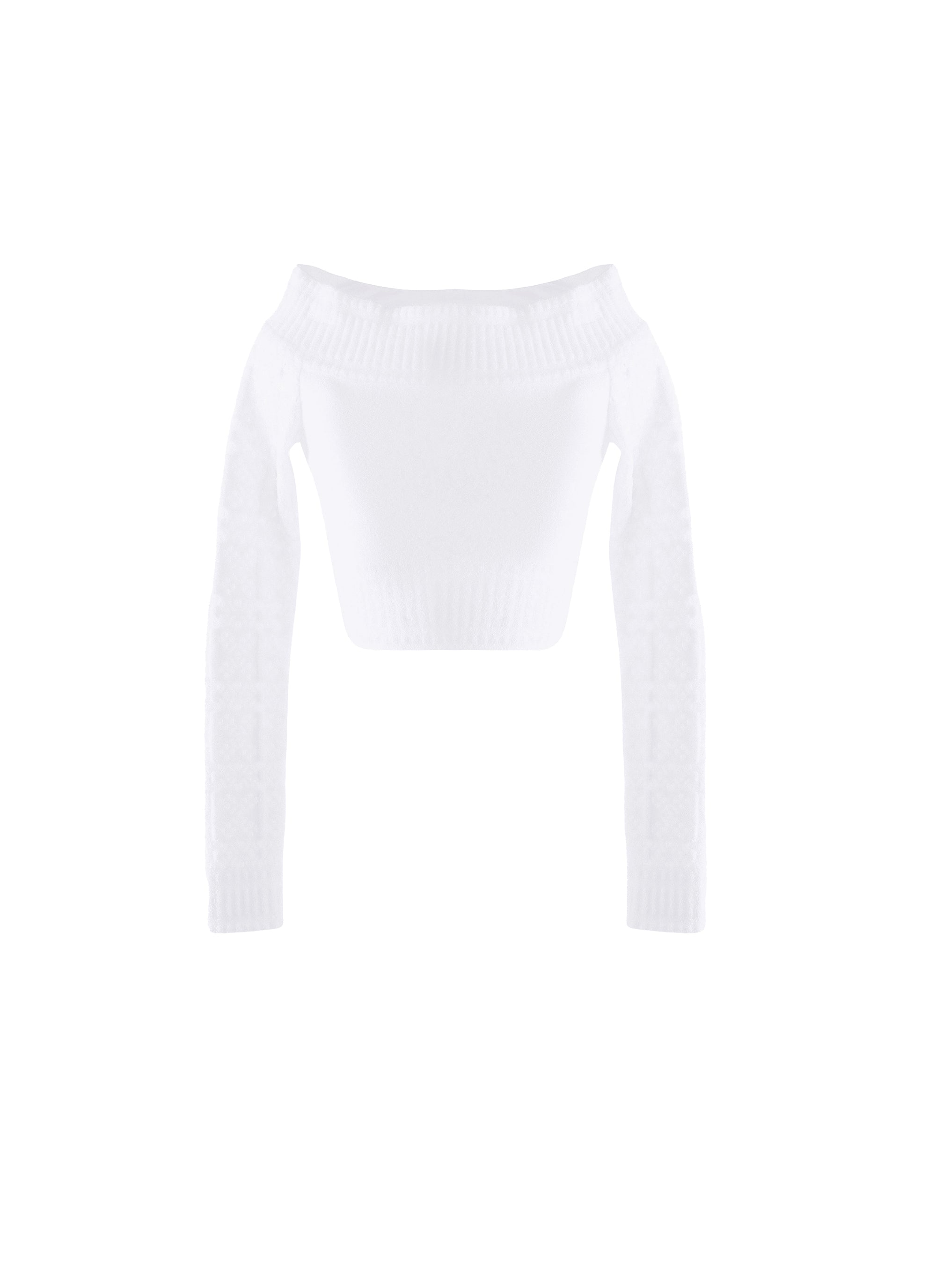 Lace Short Sweater - Ivory & White