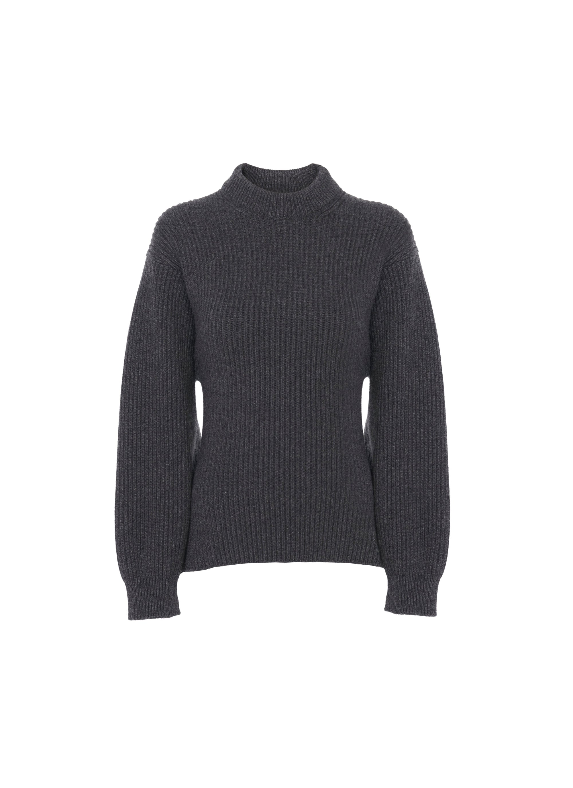 Pull à manches longues en laine - Gris Foncé