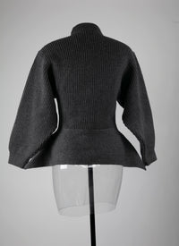 Pull à manches longues en laine - Gris Foncé
