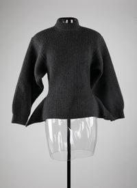 Pull à manches longues en laine - Gris Foncé