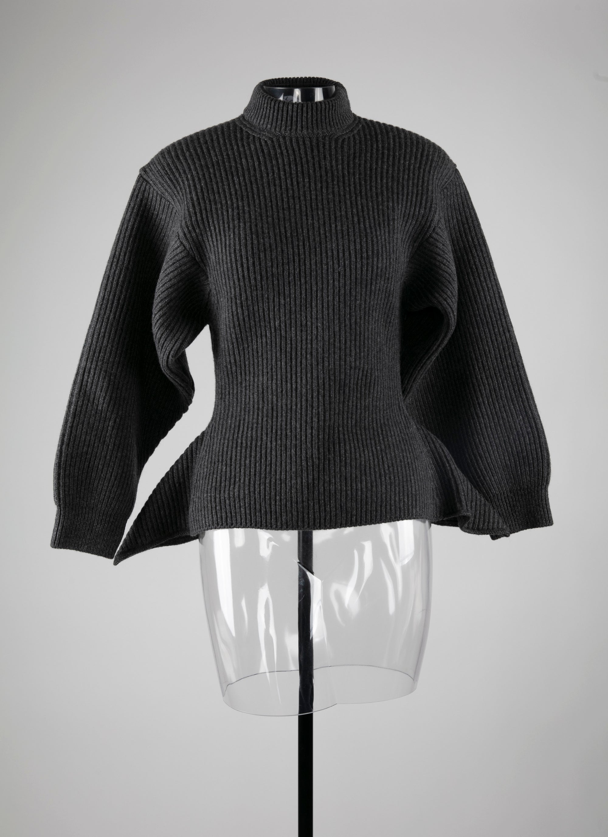Pull à manches longues en laine - Gris Foncé