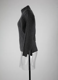 Pull à manches longues en laine - Gris Foncé