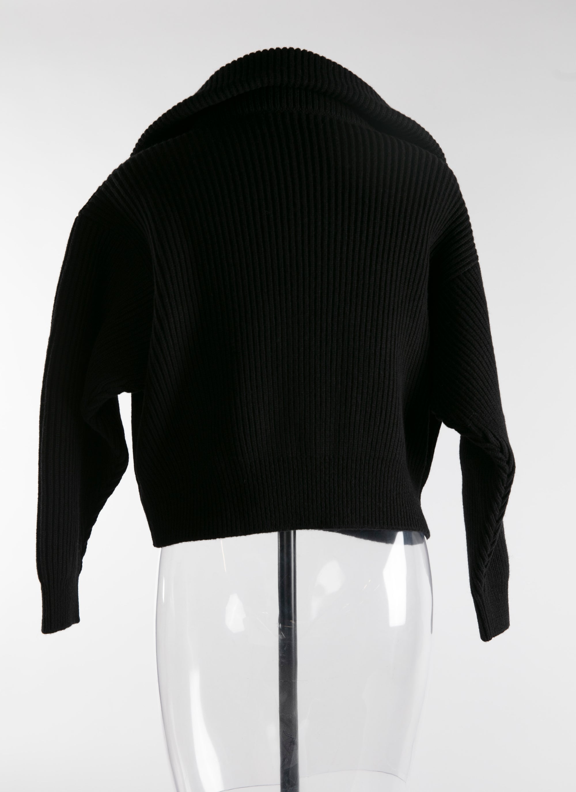 Pull col zippé en laine - Noir